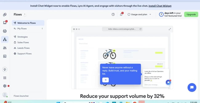 tidio chat widget, tidio flows
